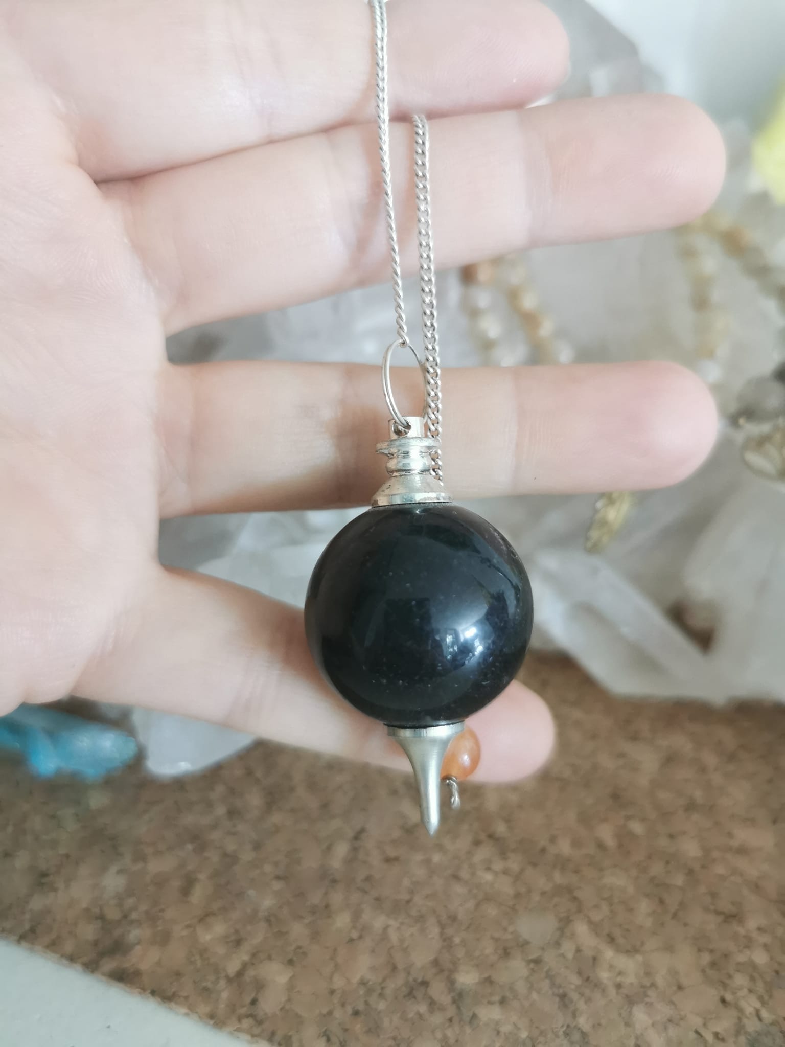 Pendule Pointe en Obsidienne noire