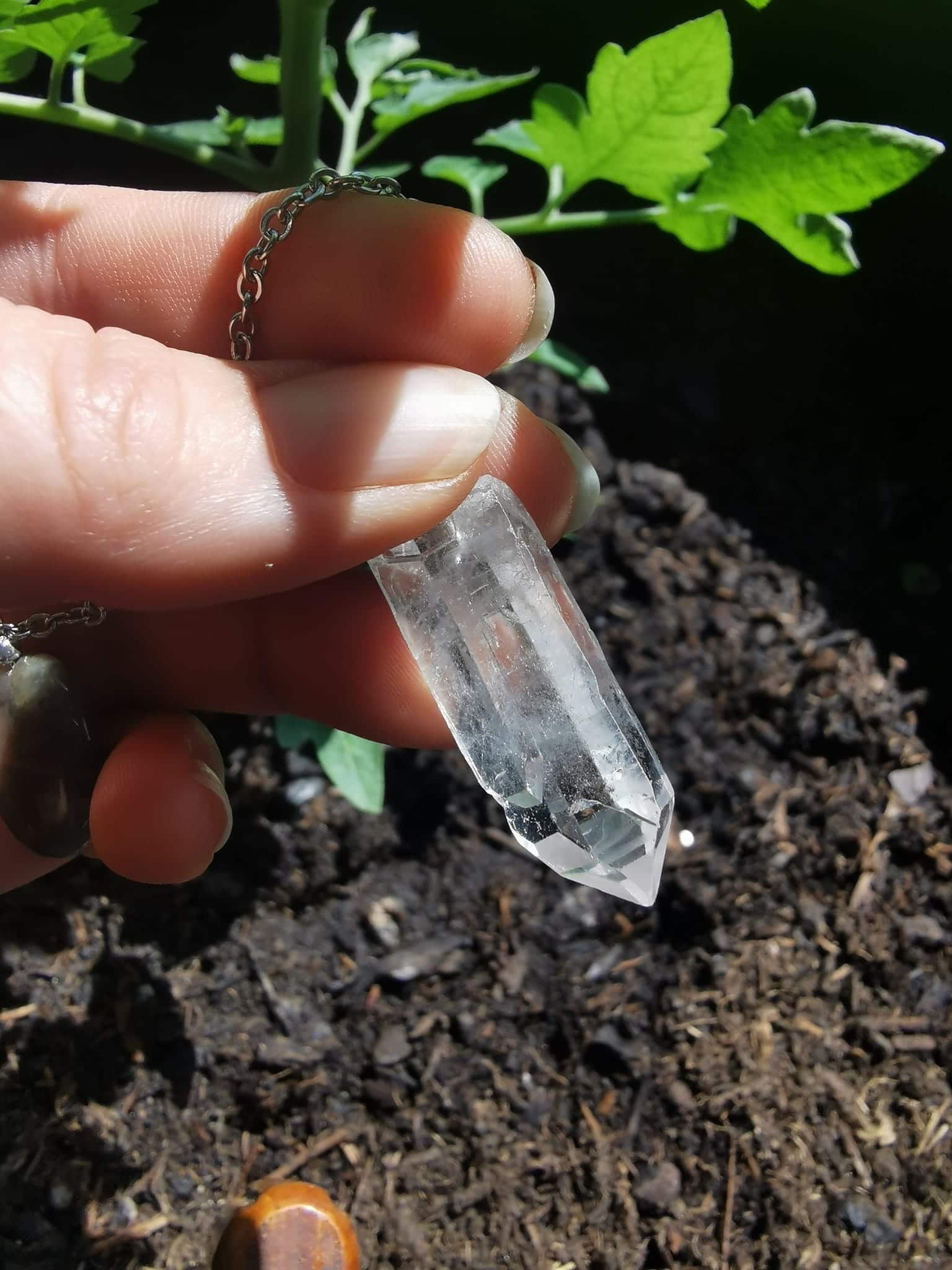 Pendule en Cristal de Roche et Labradorite...