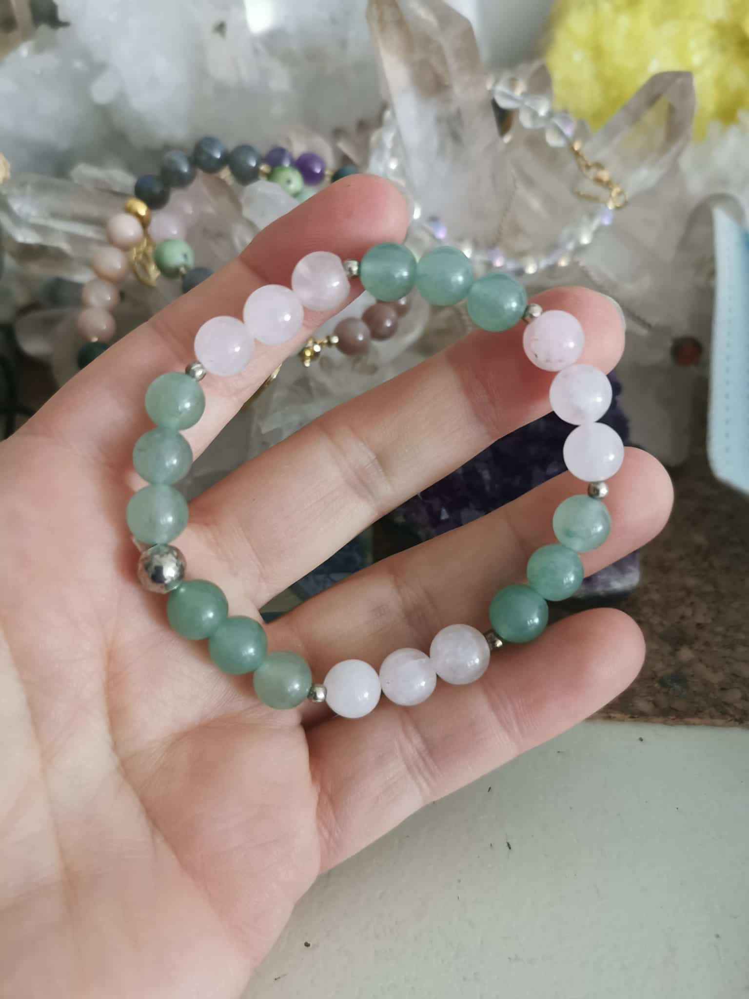 Bracelets en QUARTZ ROSE et AVENTURINE