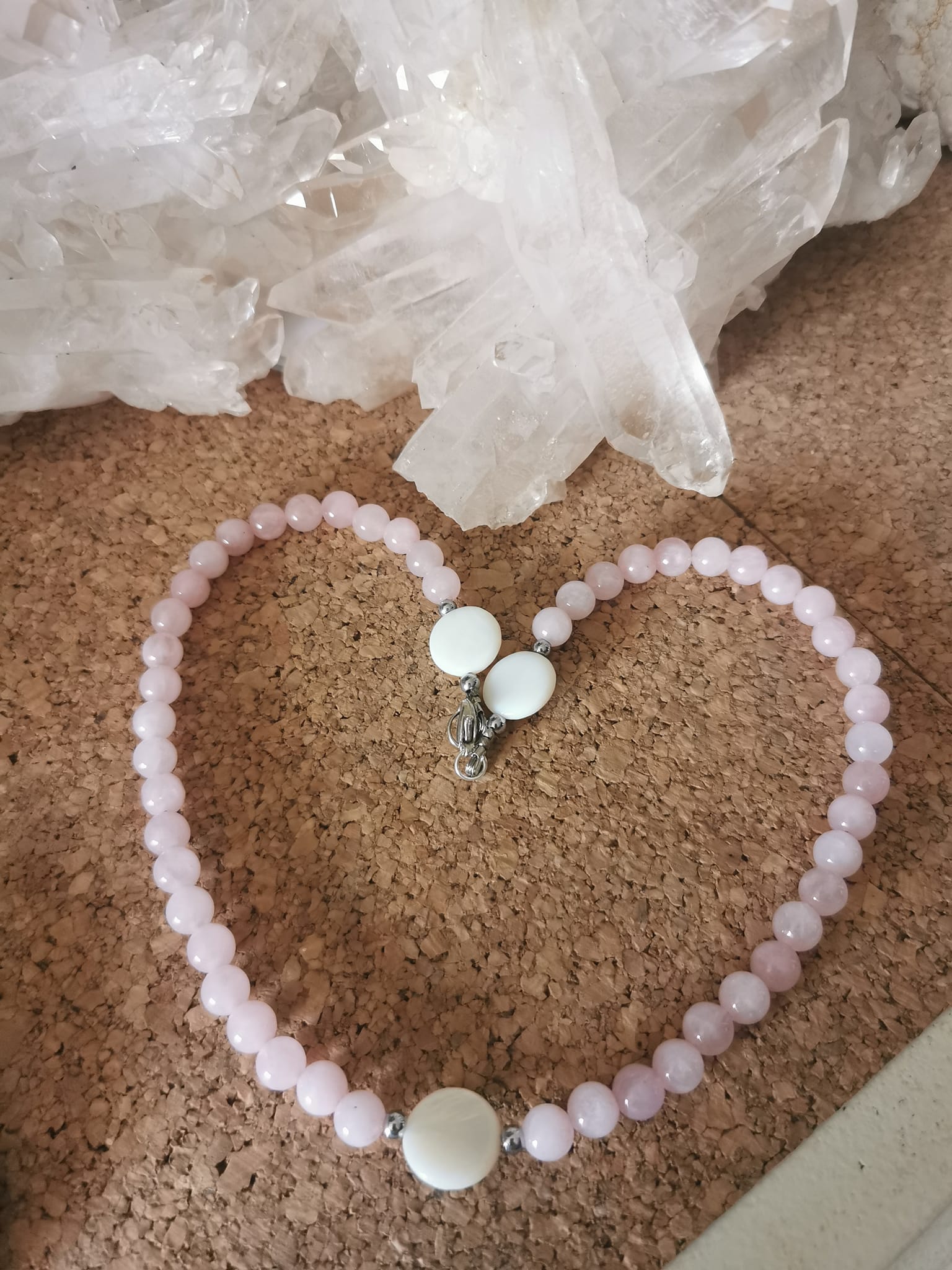 collier en quartz rose