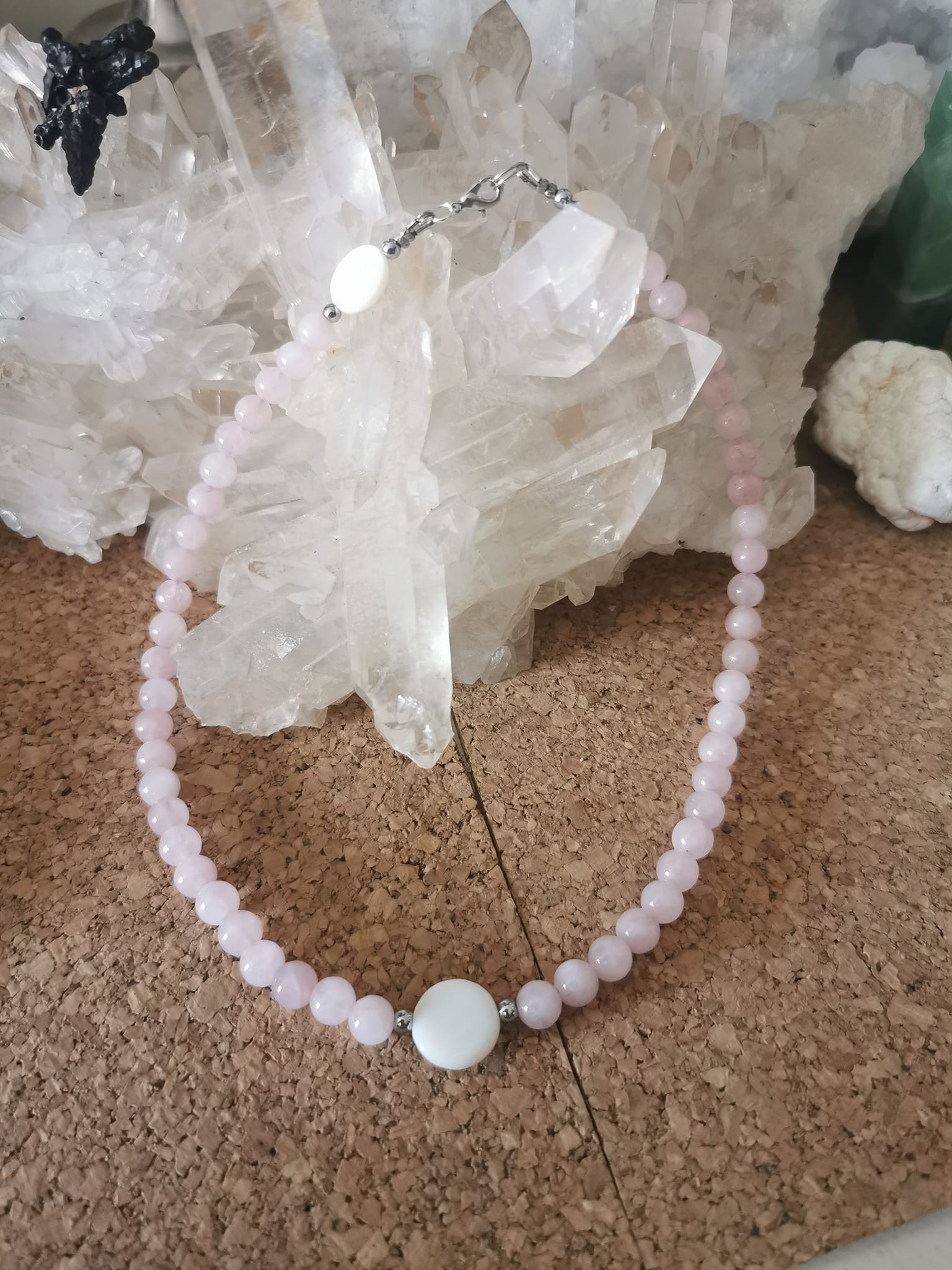 collier en quartz rose