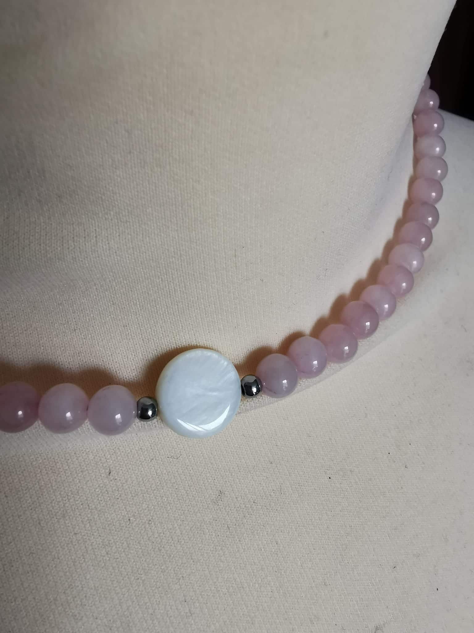 collier en quartz rose