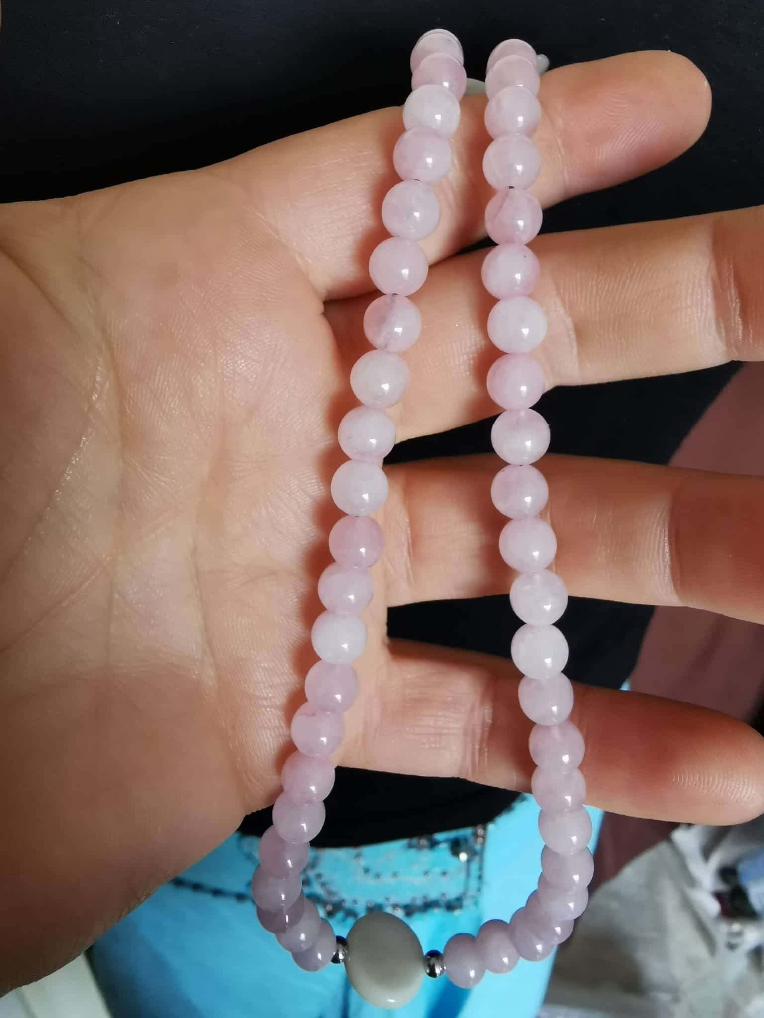 collier en quartz rose