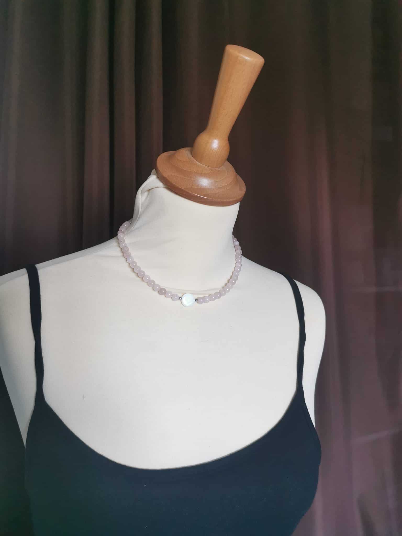 collier en Quartz rose