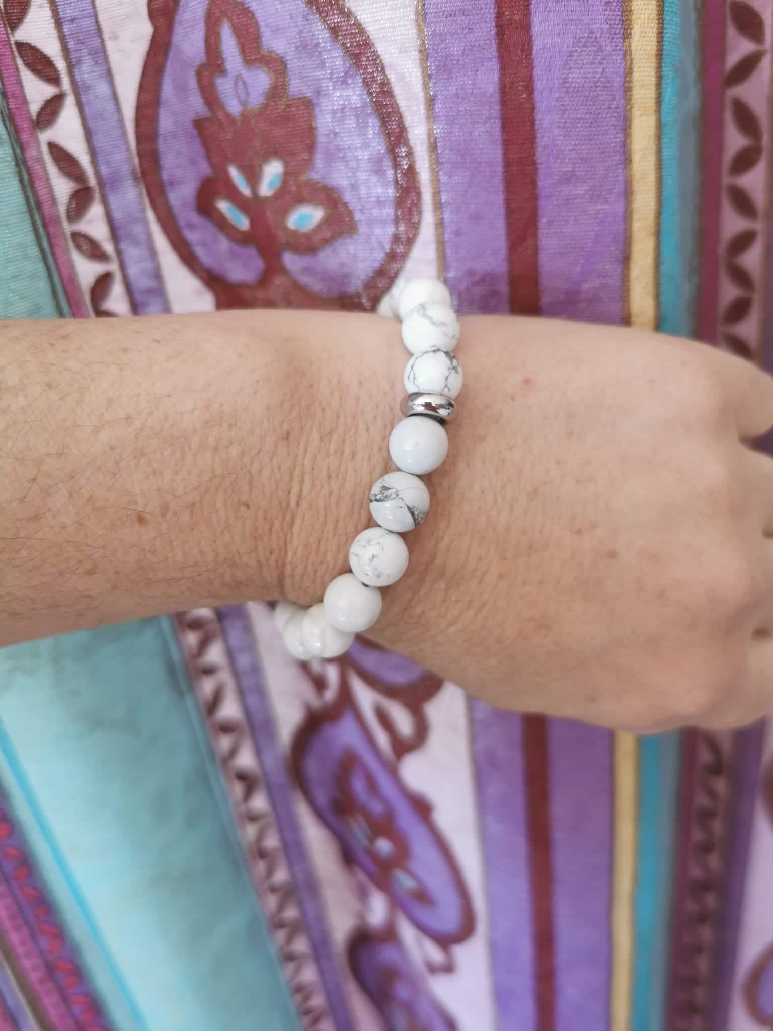 Bracelet en howlite de10mm bracelet en howlite de 10 mm