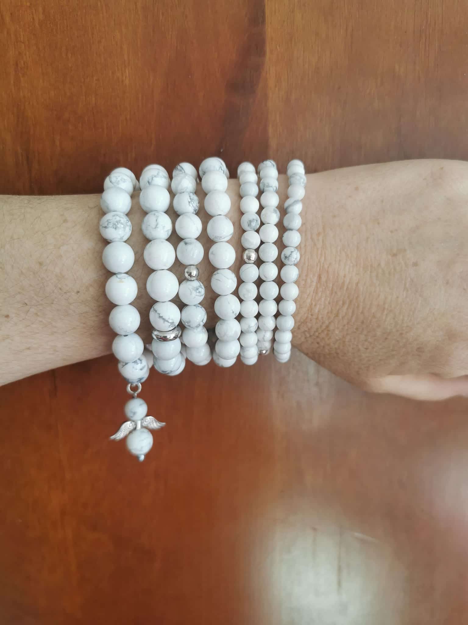 bracelet howlite 10 mm bracelet howlite 10 -8-6mm