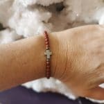 bracelet jaspe rouge et croix en Hématite