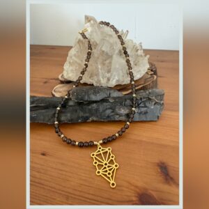 Collier Quartz Fumé et Arbre de vie